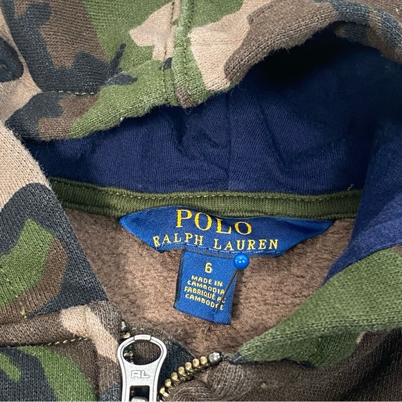 CAMOUFLAGE COTTON-BLEND ZIP-UP HOODIE IN SURPLUS CAMO Ralph Lauren CAMO.Size 6 - Picture 8 of 10